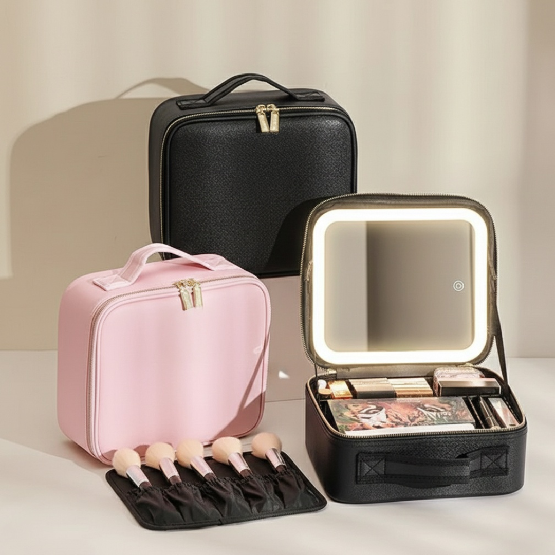 LUMI-CASE PREMIUM COSMETIQUERA CON ESPEJO Y LUZ LED💖